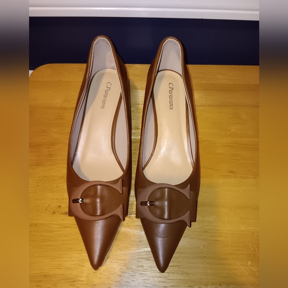 c paravano Shoes - C Paravano Leather Logo Heels Size 41